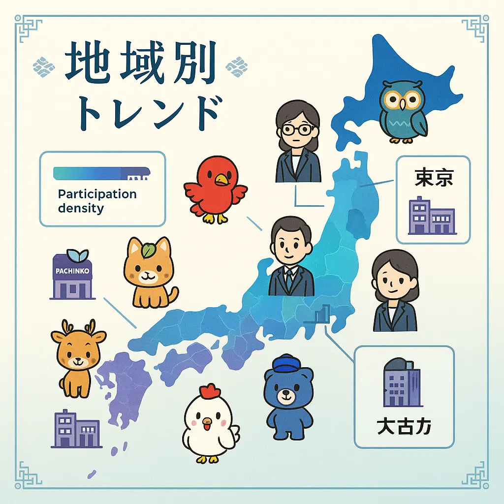 地域別参加傾向と市場特性 - パチンコ 人口