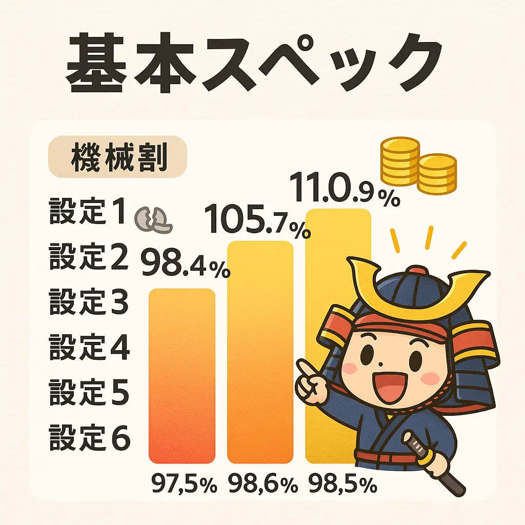 新鬼武者2の基本スペックと設定差の概要 - 鬼武者2 スロット 攻略 設定差