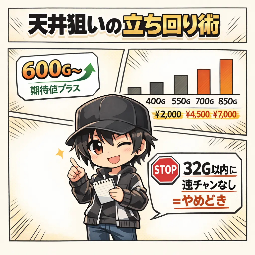 天井狙いの立ち回りと最適なゲーム数 - 沖ドキゴールド天井