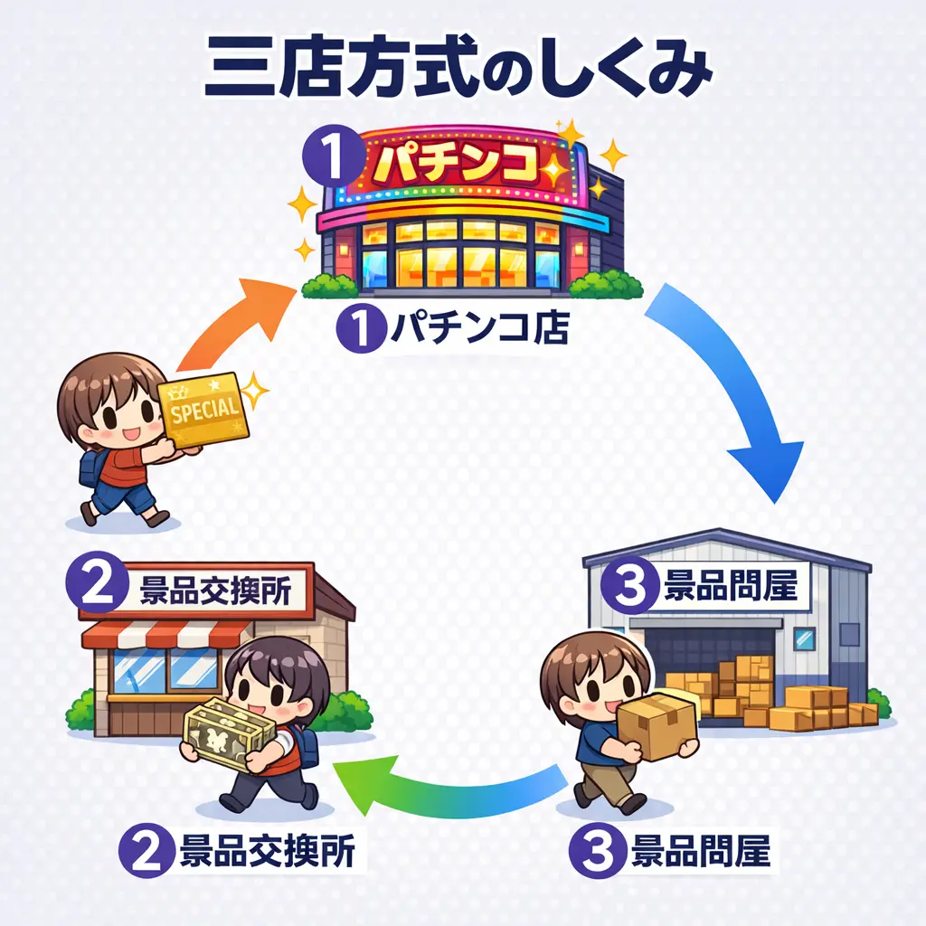 パチンコ換金の基本的な仕組み「三店方式」とは - パチンコ 換金